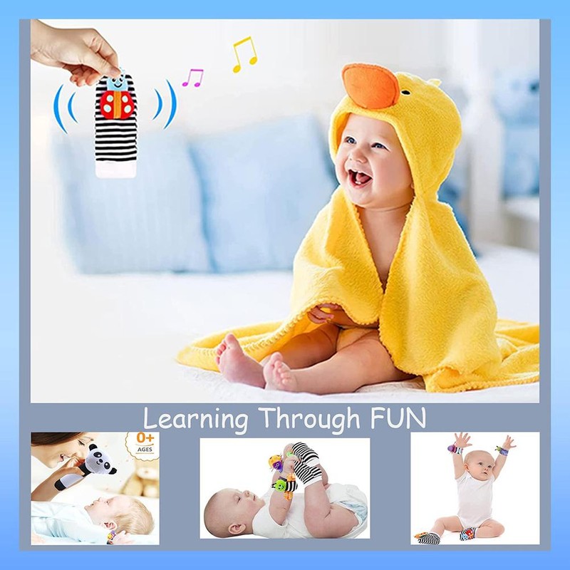 Foot and Wrist Rattles Toy for Infants Portable Socks Baby