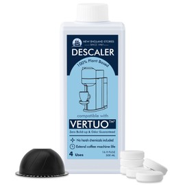 (12 Months Supply) Descaling Kit Compatible with Nespresso Vertuo, Odorless Coffee Brewer Machine Descaler Set, Liquid Descaling Solution for Nespresso, Includes Reusable Pod and 12 Cleaning Tablets