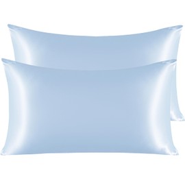 NTBAY 2 Pack Satin King Pillowcases for Hair and Skin, Luxurious and Silky Pillow Cases with Envelope Closure, 20x36 Inches, Aqua
