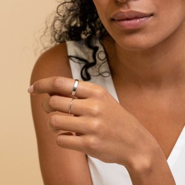 NOKMIT 3mm Titanium Rings High Polished Wedding Band for Women Girls Dainty Stacking Stackable Band Thumb Pinky Ring Non Tarnish Comfort Fit Size 5 to 10 (Silver,8)