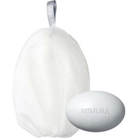 MIMURA Skin Care Soap 3.5 oz (100 g) + Facial Cleansing Net Set (For Face and Whole Body) Additive-Free Face Washing Soap, Solid Foaming Net, Facial Cleanser, Foam, Dry Skin, Sensitive Skin, Pore Care, Charcoal, Bamboo Charcoal, Honey Present, Gift