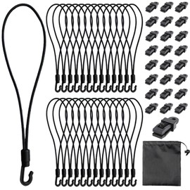 Spanngummi mit Haken, Planenbefestigung 25 Stück Expander mit Haken 25 cm 25 Karabiner Clips 1 Aufbewahrungstasche Gummispanner mit Haken für Planen Zelt Net Camping Hängematte Sonnensegel Tarps