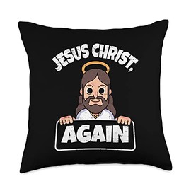 Rabbit Egg Jesus Easter Sunday Resurrection Easter Jesus Christ Again Resurrection Sunday Egg Rabbit Throw Pillow, 18x18, Multicolor