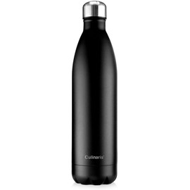 Culinaris - Stainless Steel Insulated Flask, Water Bottle, Thermal Flask, Leak-Proof Water Bottle - BPA Free - Keeps Cold for 24 Hours & Hot for 12 Hours (1000 ml, Black)