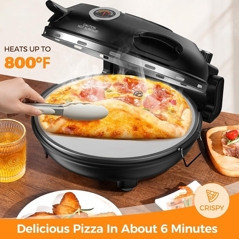 AMZMOON Pizza Oven Indoor Portable 12" Countertop Pizza Maker Machine