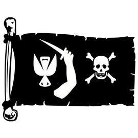 Auto Vynamics - FLAG-PIRATE04-10-MBLA - Vinyl Tattered "Jolly Roger" Pirate Flag - Christopher Moody Style Design - 2-Color Matte Black/Matte White Decal - (1) Piece Kit - 10-by-7.75-inches
