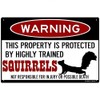 Kexle Squirrel Sign,Funny Metal Signs,Protected by Squirrels,Squirrels Warning Sign,Pet Squirrel,Beware