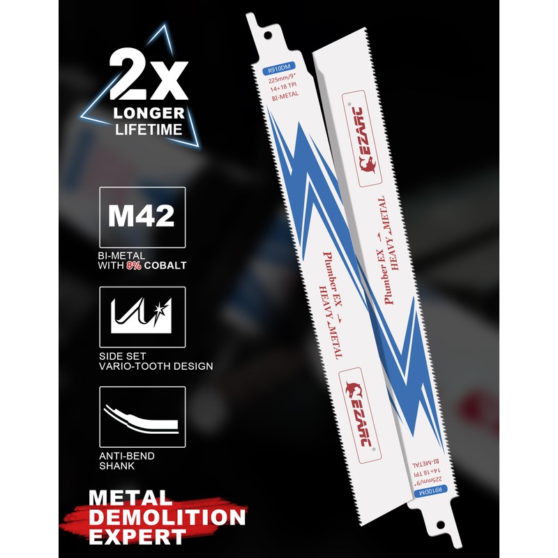 EZARC 25 Pack 9 inch 14+18 TPI Reciprocating Saw Blades