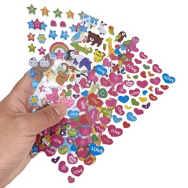 3D Stickers for Kids,10 Sheets Puffy Stickers Party Bag Fillers for Children Teacher Rewarding Gifts Bubbles Sticker Scrapbooking,Included Animals Dinosaur Umbrella Star Mermaid Princess Heart Letters