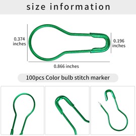 HFZRZFH Colorful Gourd Safety Pins as Stitch Markers for Knitting and Crocheting - 100 Pieces in Mixed Colors, Assorted Pear Shaped Design | Premium Iron Construction, Size: 0.87" x 0.34"