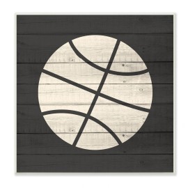 Stupell Basketball Shape Rustic Sports Country Pattern  Wood  12 x 12