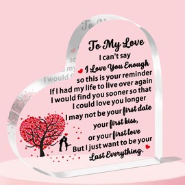 JETTOP Valentines Gifts for Him Her I Love You Gifts for Boyfriend Girlfriend Birthday Wedding Anniversay I Love You Presents for Husband, Wife Christmas Heart Plaque Be Your Lasting Everything