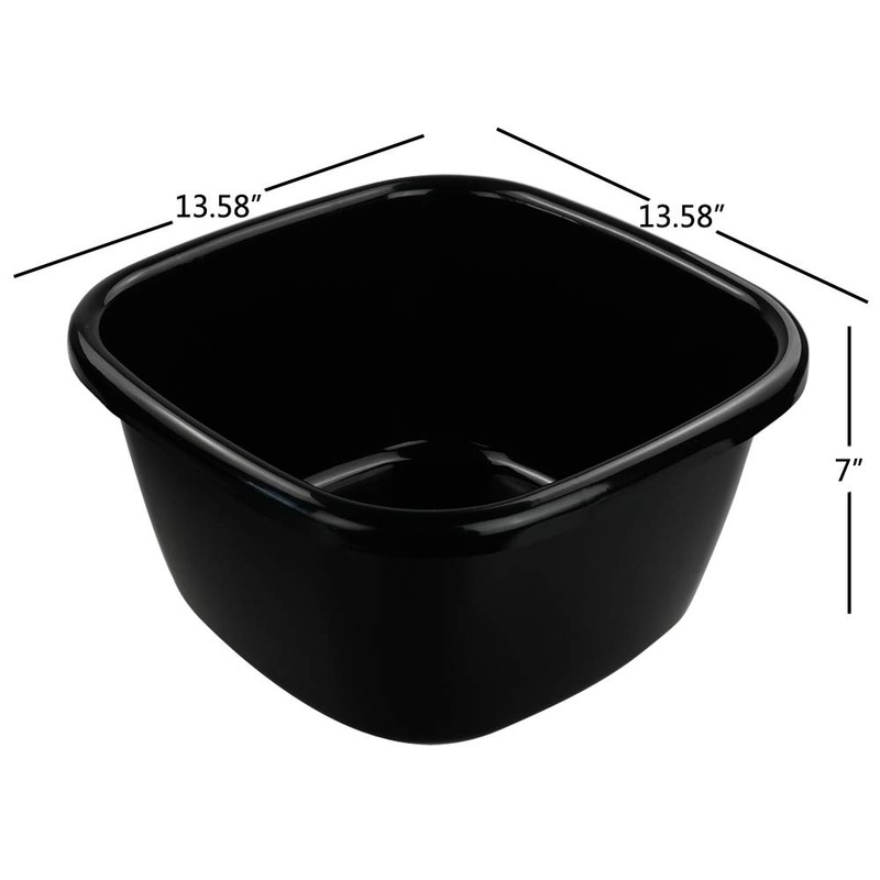 Hommp 2-Pack 18 Quart Large Plastic Wash Basin Dishpan, Black