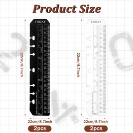 JIYIN 4 Pcs Bookmark Rulers, Black and Clear Plastic Page Marker Divider Pagefinder Measuring Today Ruler for A5 Size 7-Hole Binder Notebook(Black + Clear)