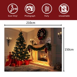 LAPONO Background Decoration for Photography Vinyl Photo Fireplace Christmas Tree Background for Children Adults Studio Prop Decorations (Size : 150 x 210 cm)