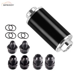 Unbranded 100 Micron Fuel Filter Inline 6AN 8AN Universal High Flow Billet Aluminium Black