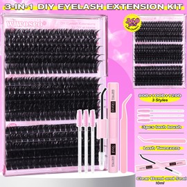 wiwoseo Individual Eyelashes Cluster Lashes Kit Lashes Individual Clusters Kit 80+100+120D Lash Clusters Eyelash Extensions Eyelashes Individuals with Bond and Seal Lash Glue (10-18MM)