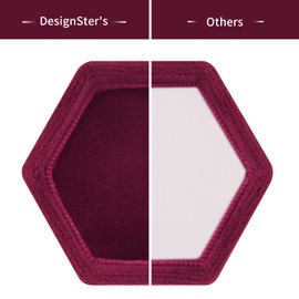 DesignSter Velvet Ring Box - Hexagon Premium Gorgeous Vintage Double Ring Display Holder with Detachable Lid for Proposal, Engagement, Wedding, Ceremony (Burgundy Red)
