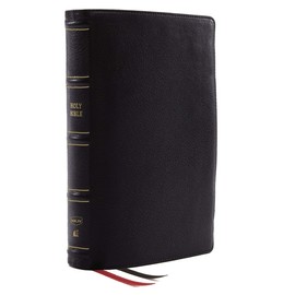 NKJV, Thinline Reference Bible, Genuine Leather, Black, Red Letter, Thumb Indexed, Comfort Print: Holy Bible, New King James Version