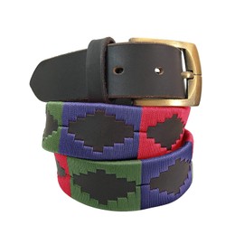 Carlos Diaz Mens Womens Premium Unisex Brown Leather Embroidered Designer Polo Belt (90 cm/ 34-36 Inches)