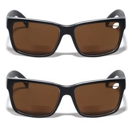 V.W.E. 2 Pairs Men Bifocal Large Wide Fitment 150mm Reading Sunglasses - Outdoor Readers Glasses (2 Brown, 2.50)
