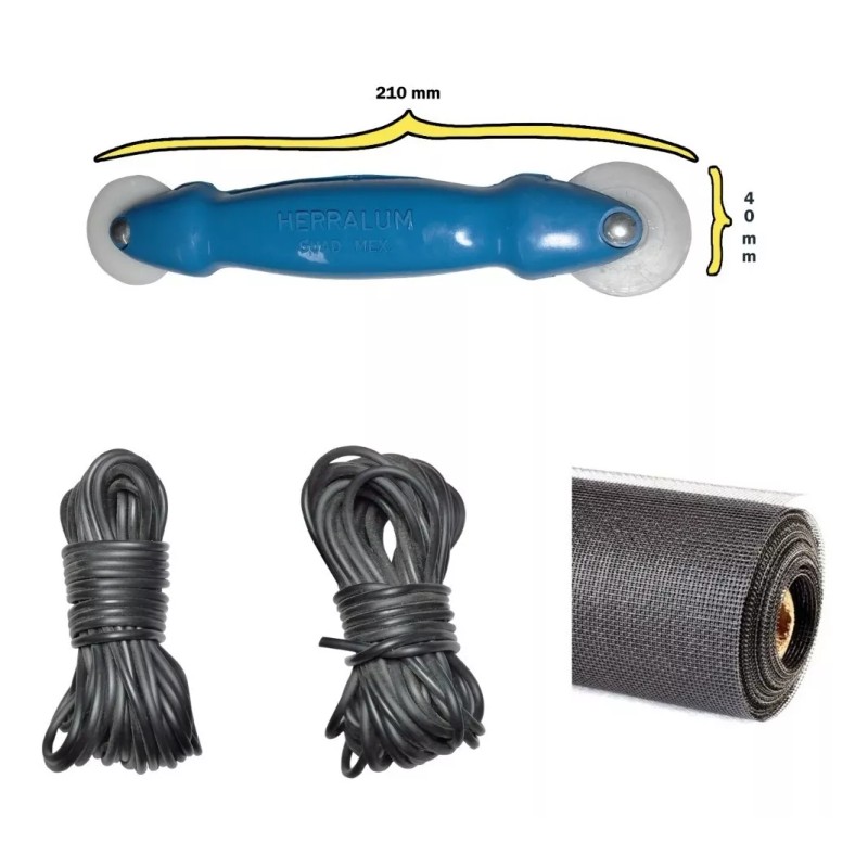 Robin Kit Vinil, Garrucha Y Tela Mosquitero 5mx0.9m Gris/negro