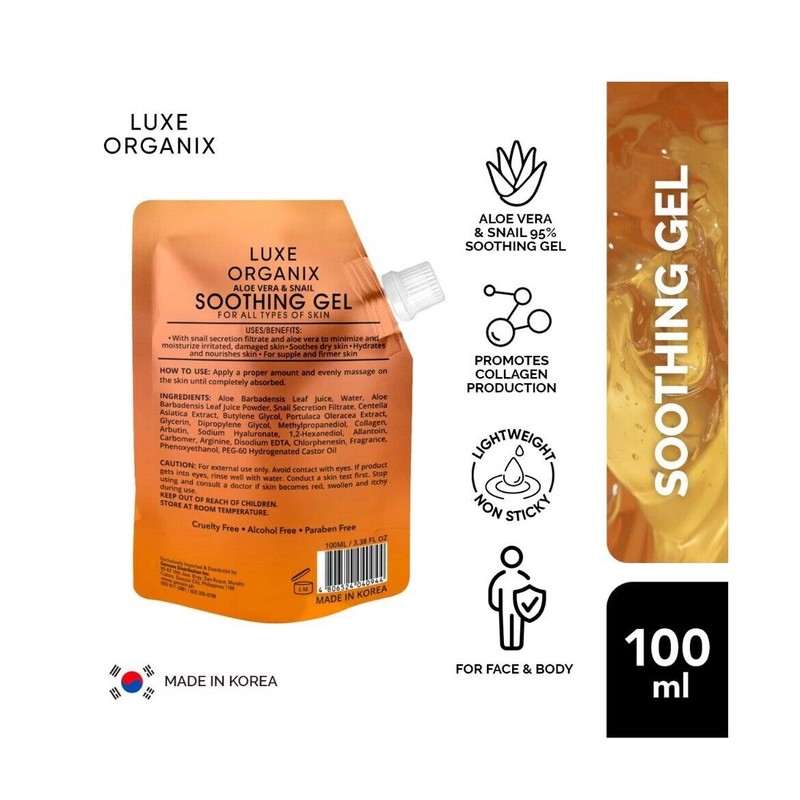 Luxe Organix Aloe Vera & Snail Extract Soothing Gel, 100ml