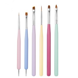 GEMBITYFUL Nail Art Brushes 6Pcs - Painting, Liner, Dotting Pens for Salon