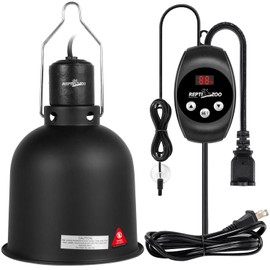 REPTI ZOO Reptile Light Fixture Dimming Thermostat Combo Pack, 5.5 Inch Deep Dome Lamp Fixture Max 100W, PID Reptile Thermostat Temperature Controller for Reptile Heat Lamp Bulb