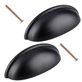 Lakaemfis 2 Pcs Hardware Bin Cup Handles Half Moon Shell Cup Pull Handles Metal Cup Knobs with Screws for Cabinet Cupboard Dresser Wardrobe Drawer with Screws