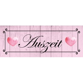 Ontrada Tin Sign Curved 27 x 10 cm Time Out Hearts Pink Decorative Gift Sign