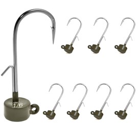 Fishfun 8Pcs Tungsten Ned Rig Jig Heads with Hooks in Different Sizes, Finesse Mushroom Jig Heads for Bass Fishing with Soft Lures, 1/6oz, Green