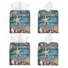 Starfish Seashell Summer Square Tissue Boxes, Tissue Box Holder 5.2"x5.2"x5.2"