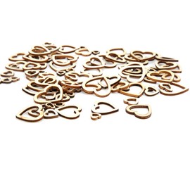 200Pcs Hollow Heart Shape Wood Craft, Unfinished Wooden Heart Cutout Shape Natural Hand-Made Home Decoration Wooden Embellishments 10-30mm(200Pcs)