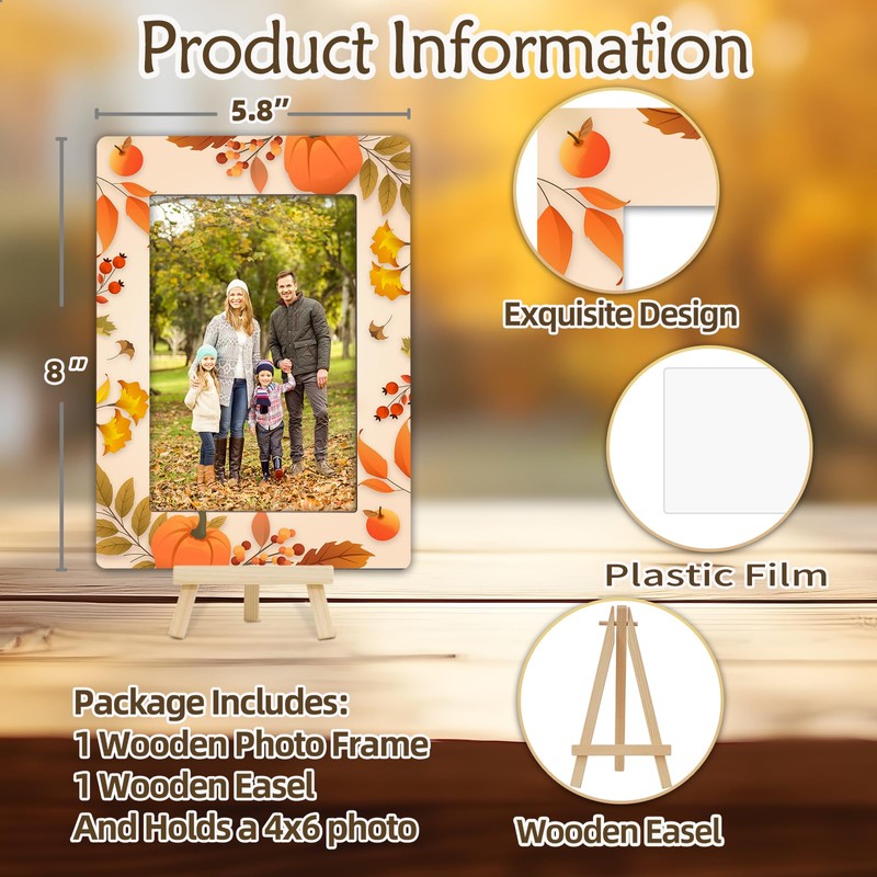 OXRUN Happy Fall Picture Frame, Thanksgiving Gifts, Autumn Harvest Keepsake