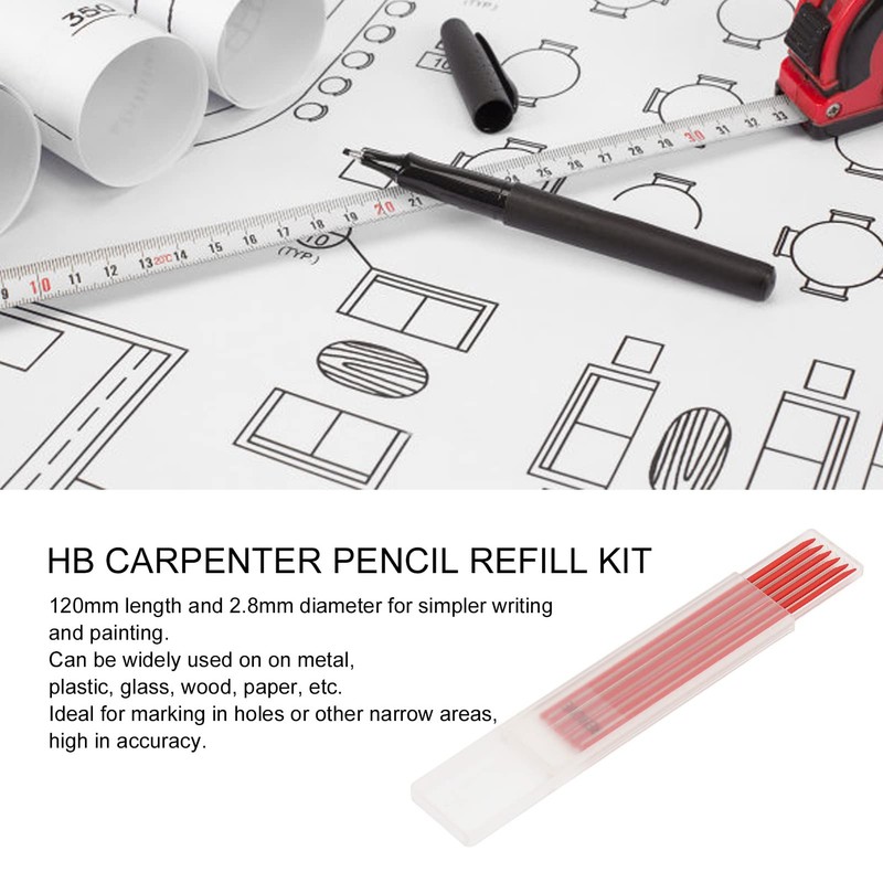 24 Pieces 2.8 mm Carpenter Pencil Refill, Durable Pencil Leads