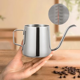 Coffee Pot, Stainless Steel Coffee Pot with Gooseneck Spout, Tea Tool for Office for Brewing Coffee, Gift for Lovers of Hand-Ground Coffee (350 ml, Silver)