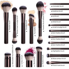 BS-MALL 20 Pcs Makeup Brushes Set Pro With Portable Case - Eyeshadow Brush, Concealer Brush, Blush Brush & Foundation Brush For Travel, Daily Use & Versatile Occasions