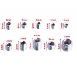 Hex Socket Set Screws, 304 Stainless Steel, M3-M8 Inner Hex, Grab Screw, Repair Tool, Hex Key Wrench Included, 10 Types, 20 Each, 200 Total, Storage Box Included