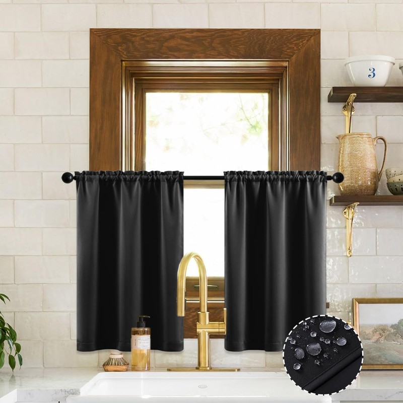 XTMYI Bathroom Curtains Window Short,Small Waterproof Blackout Cafe Curtain 36