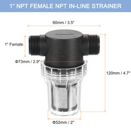 uxcell Pressure Washer Filter 1" NPT Female Thread, Inline Mesh Strainer Attachment, Outlet for Pipe Strainer, Stainless Steel Screen with Sealant Tape (Size:100 Mesh)