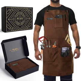 WEARXI Aprons for Men, Woodworking Apron with Tool Pockets, Canvas Work Apron for Woodworkers, Mechanics, Blacksmiths, Carpenters S-XXXL, Mens Aprons Gifts for Dad, Gifts for Men Christmas, Dad Gifts