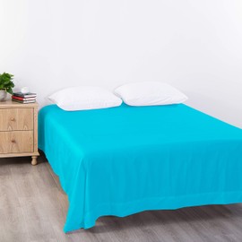 BEDSUM Microfiber Flat Bed Sheet Only, Luxury 1800 Thread Count Wrinkle and Fade Resistant Bedding Sheet, California King, Blue