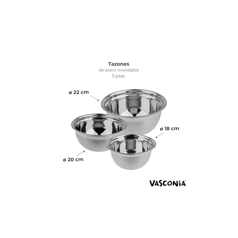Vasconia | Juego de Tazones Esencial 3 Piezas de Acero
