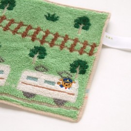 Bloomie's 000541-0030-01 Train Chibi Towel (Green) 100% Cotton, Kids Hand Towel, Mini Towel, Train Track Motif, Approx. 5.9 inches (15 cm)