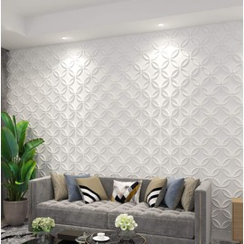 Art3d PVC 3D Wall Panel Interlocked Circles in Matt White Cover 32 Sq.ft, for Interior Ceiling and Wall Decor for Residential or Commerical
