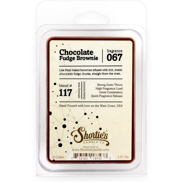 Shortie's Candle Company Chocolate Fudge Brownie Wax Melts - Formula 117-1 Highly Scented 3 Oz. Bar - Made with Natural Oils - Bakery & Food Air Freshener Cubes Collection