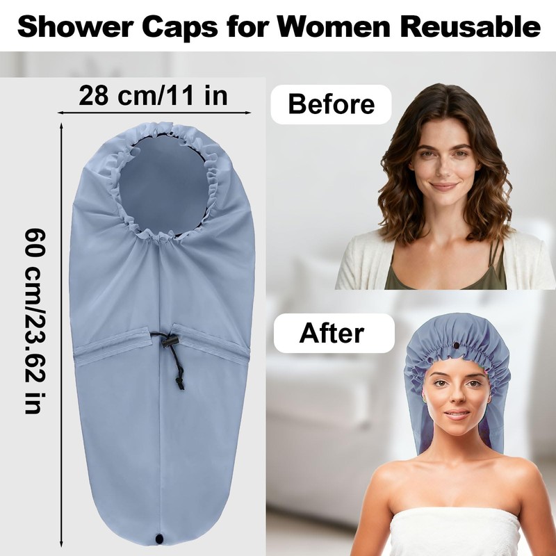 4 Pack Extra Large Shower Cap for Braids/Curly Hair/Dreadlock |