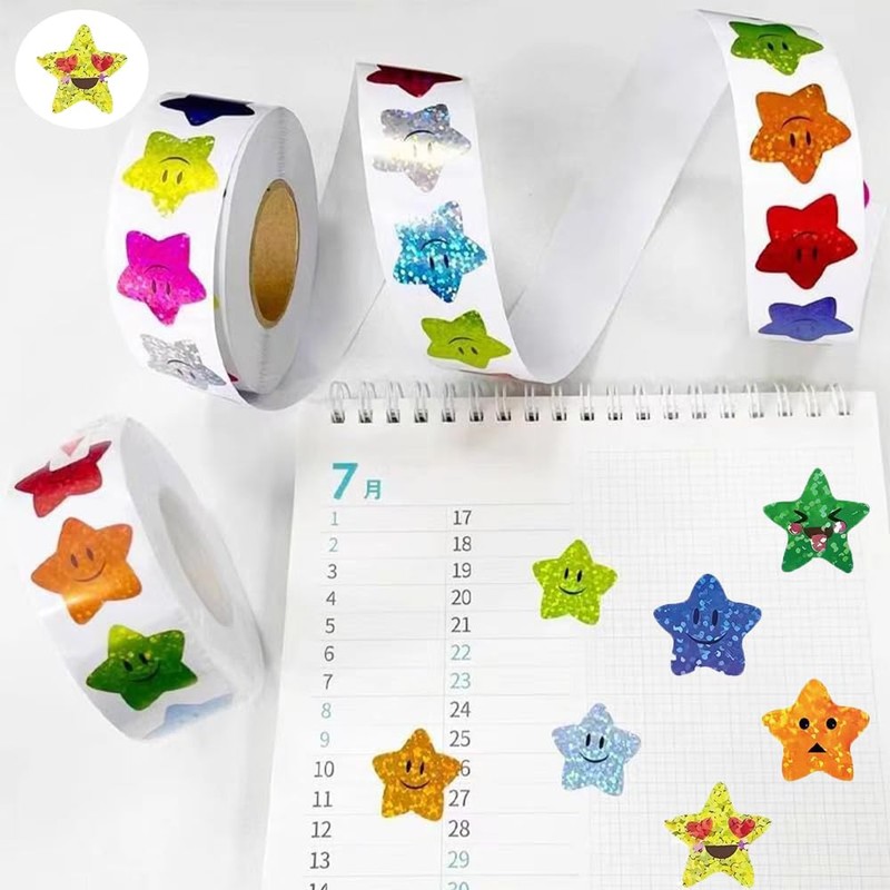 MINBOOT Glitter Stickers 1 Roll, About 500 Sheets, 1.0 x