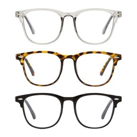 ccHuDE 3 Pcs Blue Light Blocking Glasses Vintage Eye Glasses Round Retro Eyeglasses Clear Lens Eyeglasses Large Oversized Frame Eye Glasses Lightweight Circle Eye Glasses